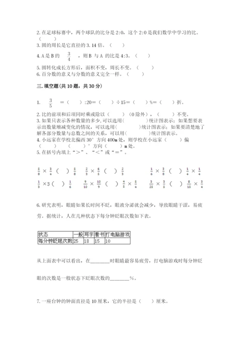 2022六年级上册数学期末考试试卷精品（典优）.docx