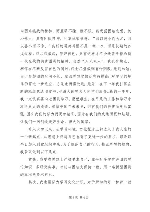 优秀共青团员申请材料 (8).docx
