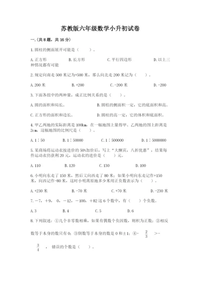 苏教版六年级数学小升初试卷带答案（培优b卷）.docx