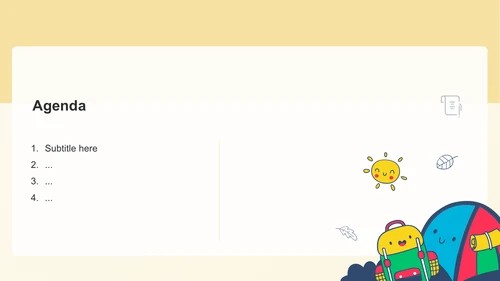 黄色卡通风小学生夏令营PPT主题