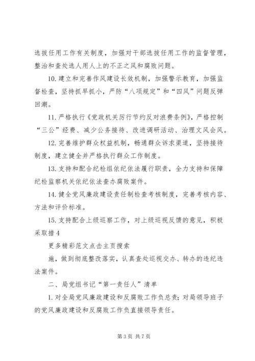 招商促进局XX年度党风廉政建设主体责任工作清单 (2).docx