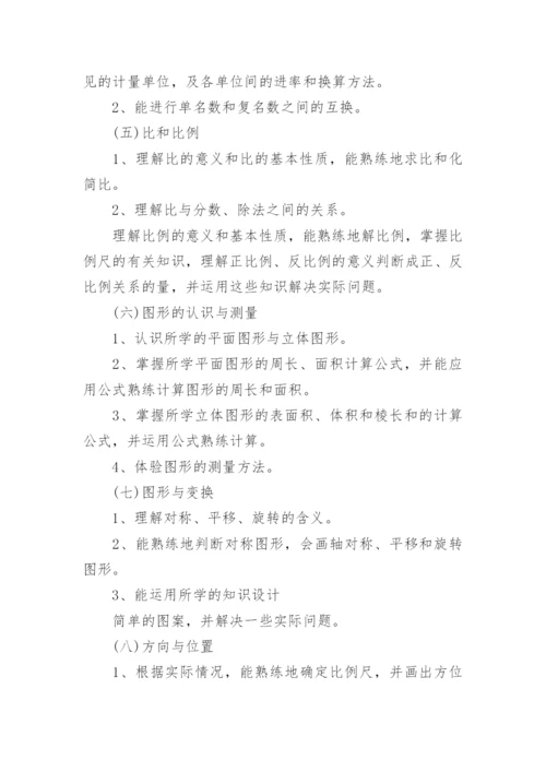 六年级下册数学复习计划.docx