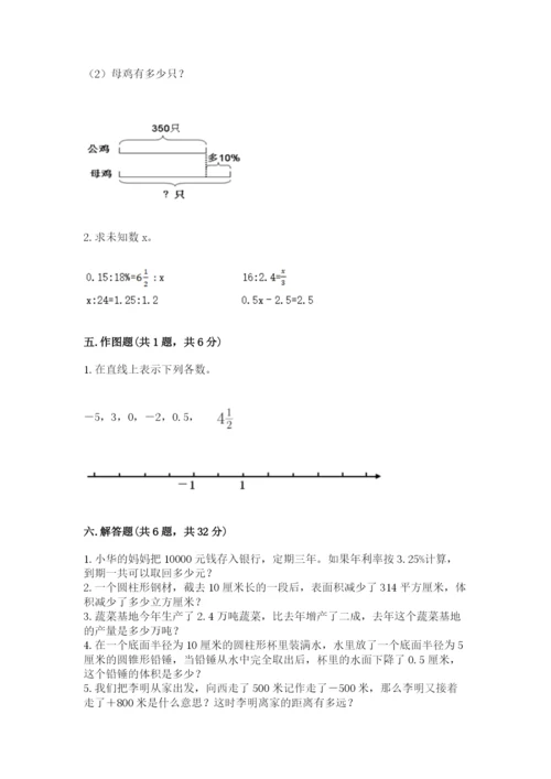 泗阳县六年级下册数学期末测试卷（突破训练）.docx