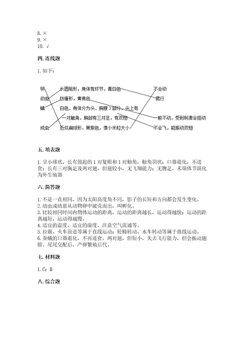 教科版三年级下册科学期末测试卷精品附答案