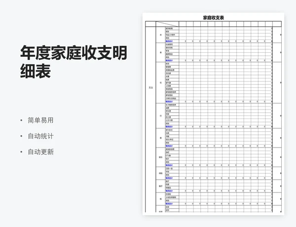年度家庭收支明细表