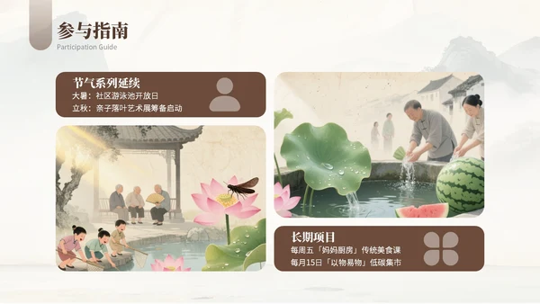 浅棕色复古小暑节气社区活动PPT模板