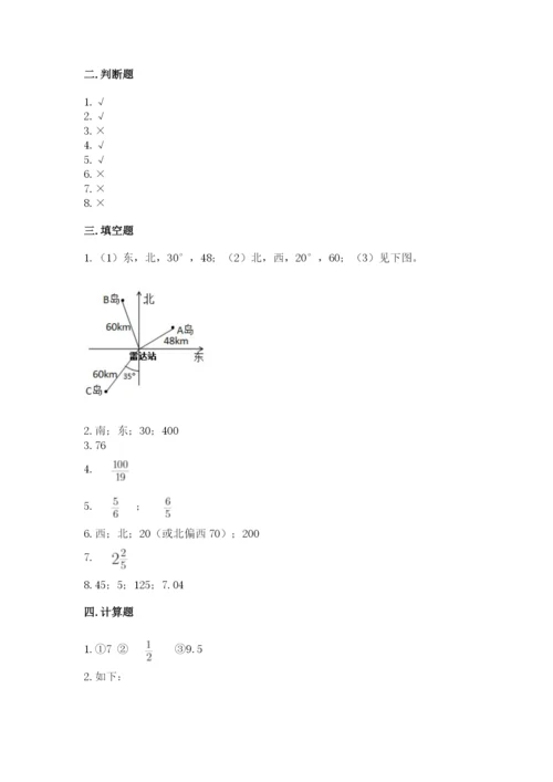 人教版六年级上册数学期中测试卷附参考答案【夺分金卷】.docx