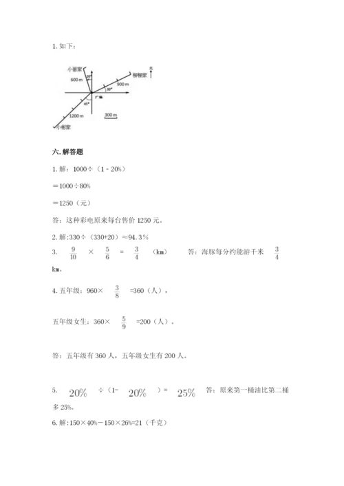 2022六年级上册数学期末测试卷精品【名校卷】.docx