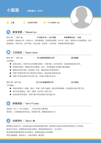 A4应届生数字出版个人求职竞聘简历模板word