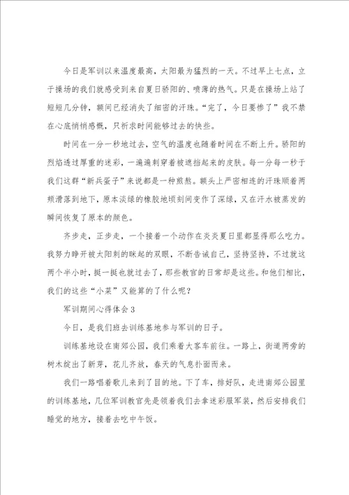 军训期间心得体会7篇