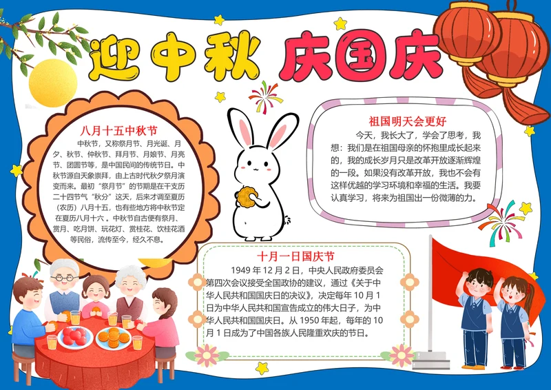 中秋国庆海报国庆手抄报