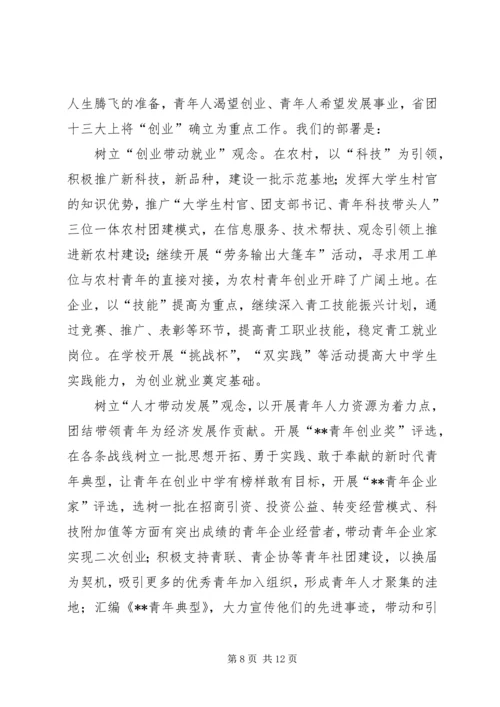 在共青团市二届二次全委扩大会议上的工作报告.docx