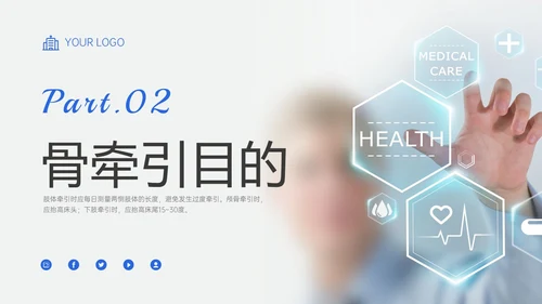 蓝色实拍风骨牵引病人护理知识培训PPT课件