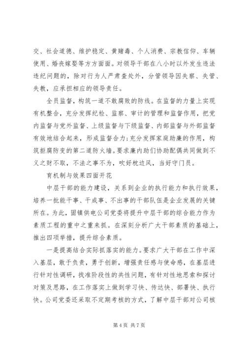 供电公司干部队伍建设经验交流材料.docx