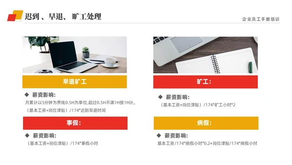 黄红双色商务简约公司员工培训入职培训员工手册培训PPT