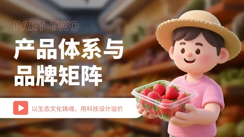 橙红色3D卡通农产品发布会宣传PPT
