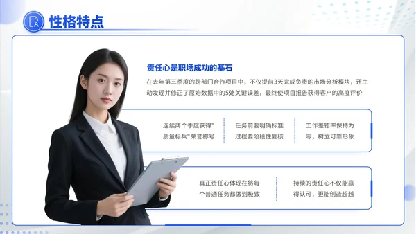 蓝色商务风职场新势力：个人职场简历介绍PPT模板