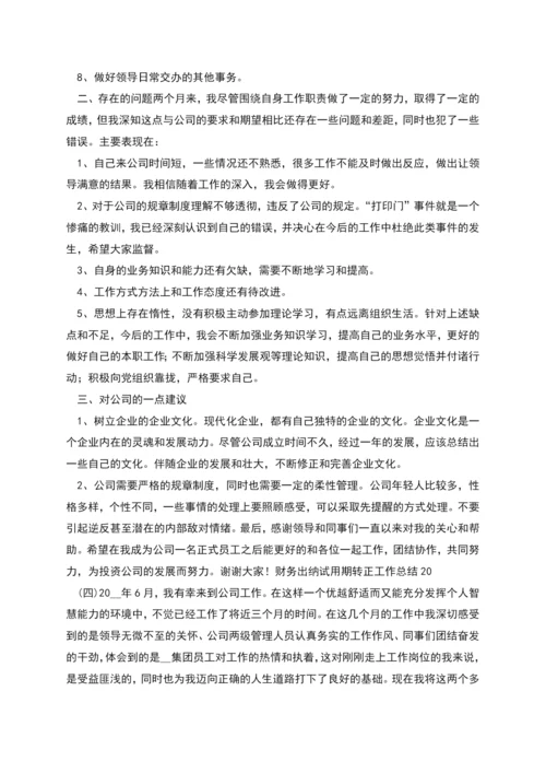 财务出纳试用期转正工作总结.docx