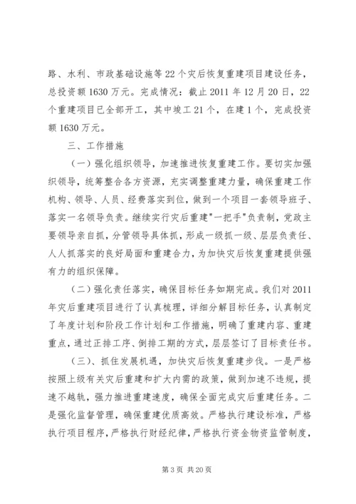 乡镇抗震救灾和灾后恢复重建资金管理的自查报告_1.docx