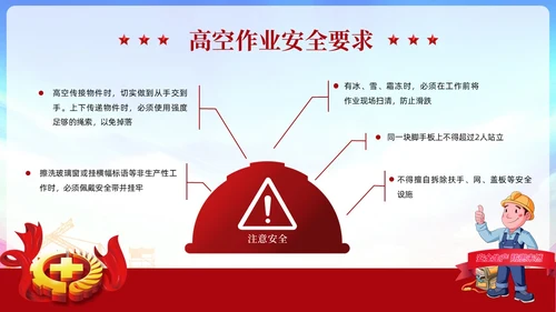 红色党政风高空作业安全管理规定员工培训PPT模板