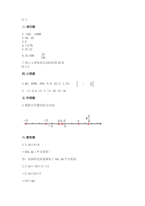 朝阳县六年级下册数学期末测试卷（名师系列）.docx
