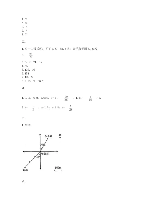 六年级毕业班数学期末考试试卷及答案参考.docx