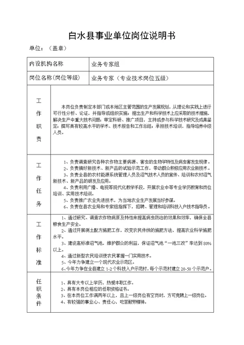 某县事业单位岗位说明书(Document 39页)