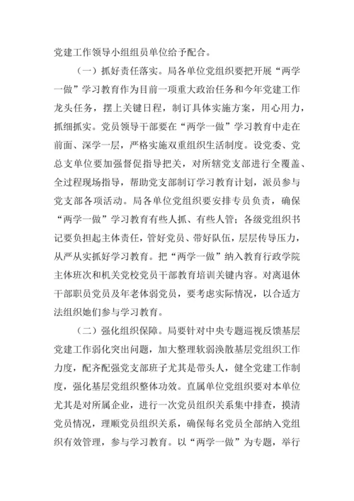 教育局开展两学一做学习教育实施专业方案.docx