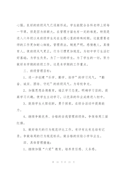 2022小学班主任学期工作计划.docx