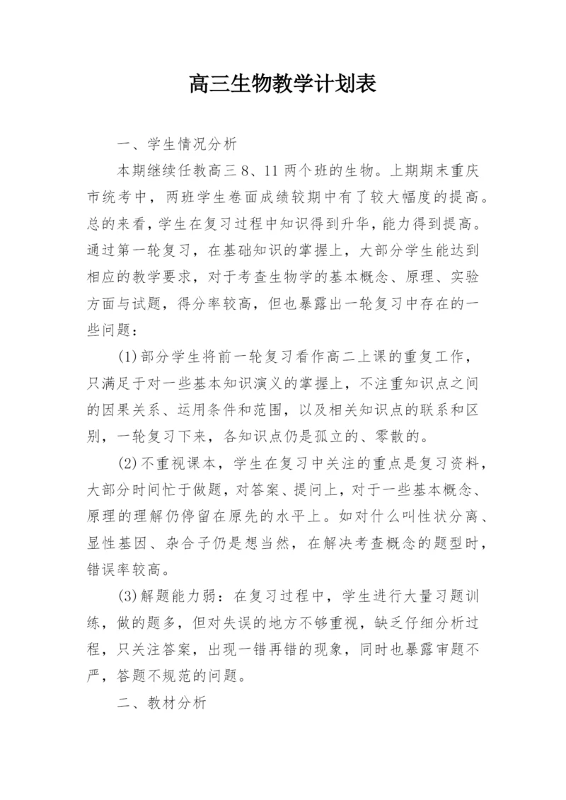 高三生物教学计划表.docx