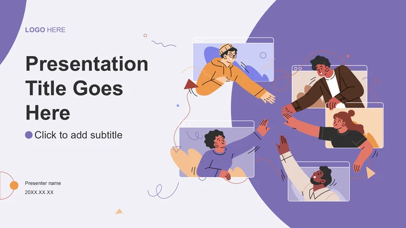 紫色扁平风远程办公PPT主题