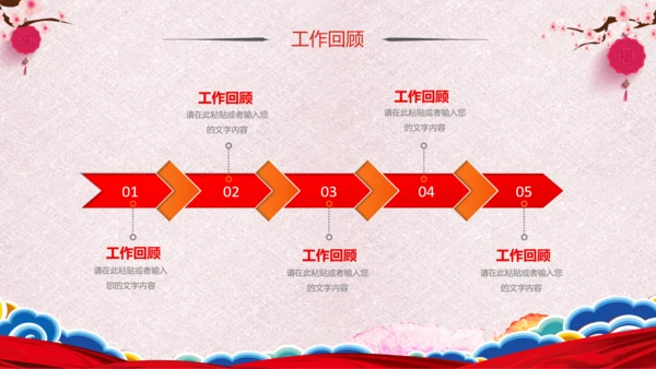 喜庆2019猪年工作总结新年元旦PPT