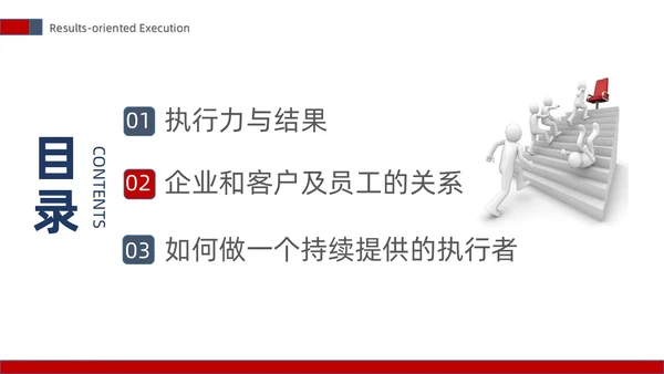 白蓝红色立体简约商务风以结果为导向的执行力ppt课件