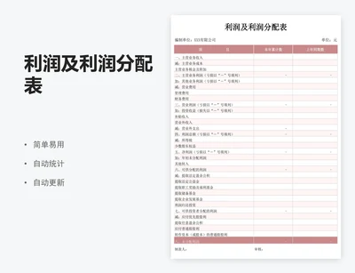 利润及利润分配表