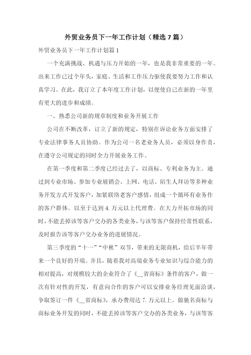 外贸业务员下一年工作计划(精选7篇).docx
