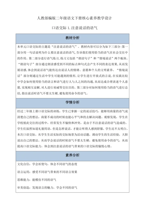 【核心素养】部编版语文二年级下册-口语交际：注意说话的语气（教案含反思）
