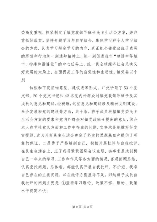某镇党员科级干部民主生活会情况报告范文大全.docx