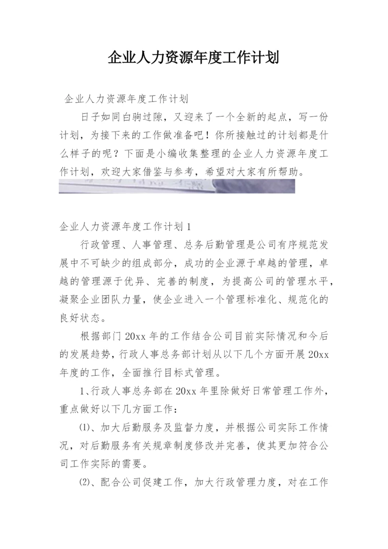 企业人力资源年度工作计划.docx