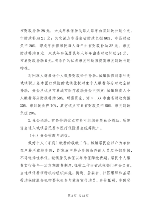 做好城镇居民基本医疗保险试点工作意见.docx