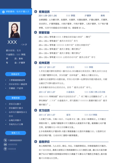 应届毕业护士临床护理求职简历
