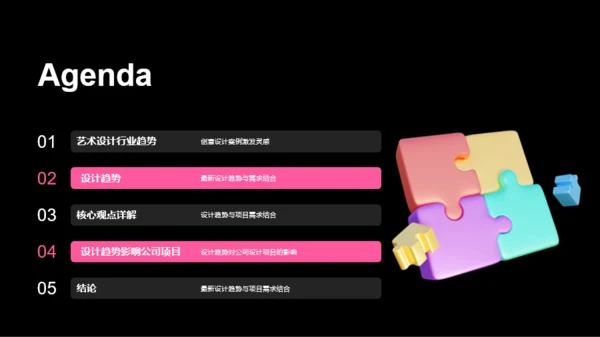 粉色创意设计趋势艺术设计年会PPT模板