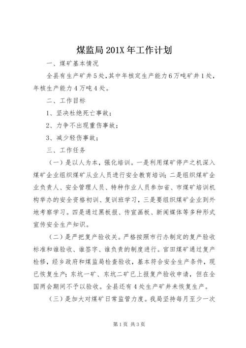 煤监局201X年工作计划.docx