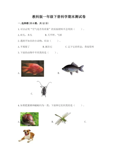 教科版一年级下册科学期末测试卷【名师系列】.docx