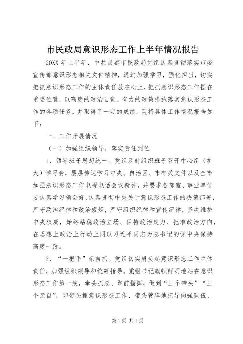 市民政局意识形态工作上半年情况报告.docx