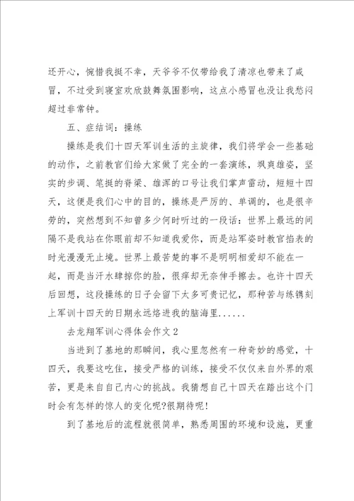 去龙翔军训心得体会作文5篇范文