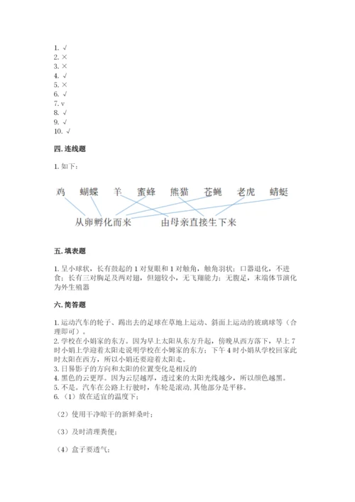 教科版小学科学三年级下册期末测试卷参考答案.docx