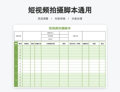 短视频拍摄脚本通用