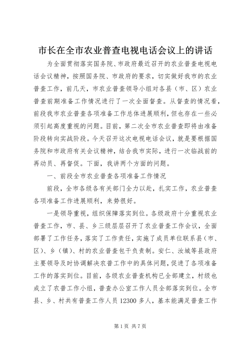 市长在全市农业普查电视电话会议上的讲话.docx