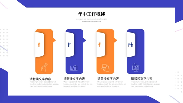 蓝橙动感年中工作总结汇报通用PPT模板