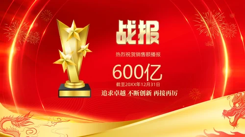 红色喜庆大气企业销售战报喜报捷报贺报PPT